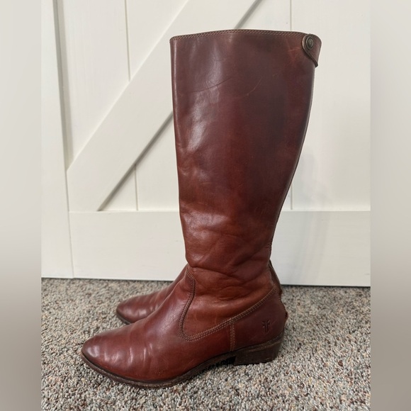 Frye Button Brown Leather Zip Riding 6M 3475894 - Picture 1 of 17